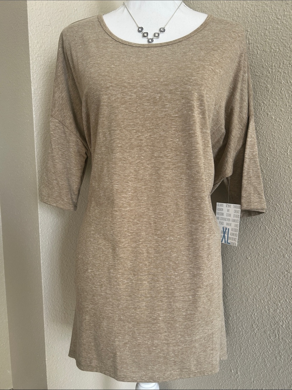 LuLaRoe Taupe Short Sleeve Tunic Top
